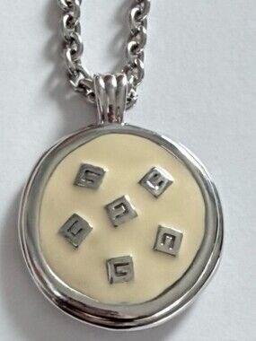 Givenchy Vintage Silver and Cream Pendant w/ original chain/ Reversible